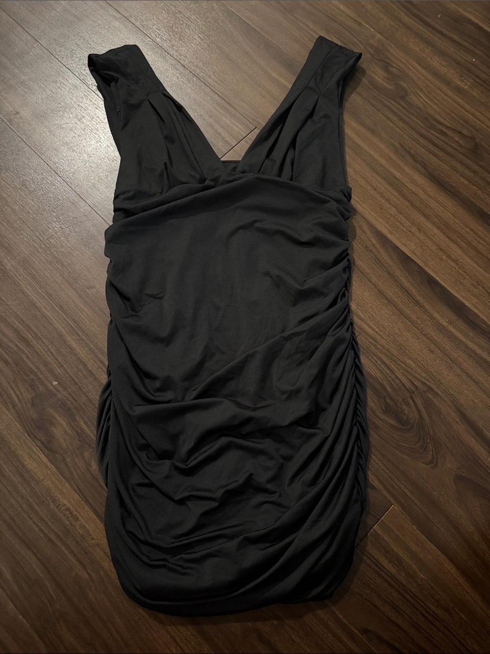 Amazon Black Ruched Mini Dress
